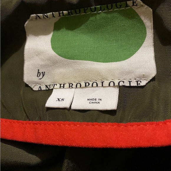 NWOT anthropologie, army, green jacket with orange trim, and a tie belt - Picture 5 of 5